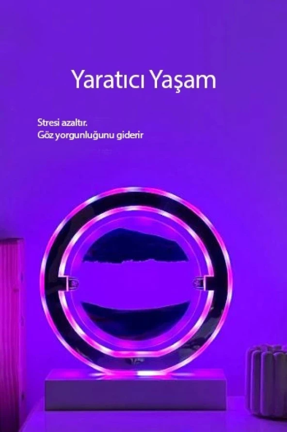 Büyük Boy 3d Led 360 Derece Dönen Bluetoothlu Sulu Kum Saati - 2