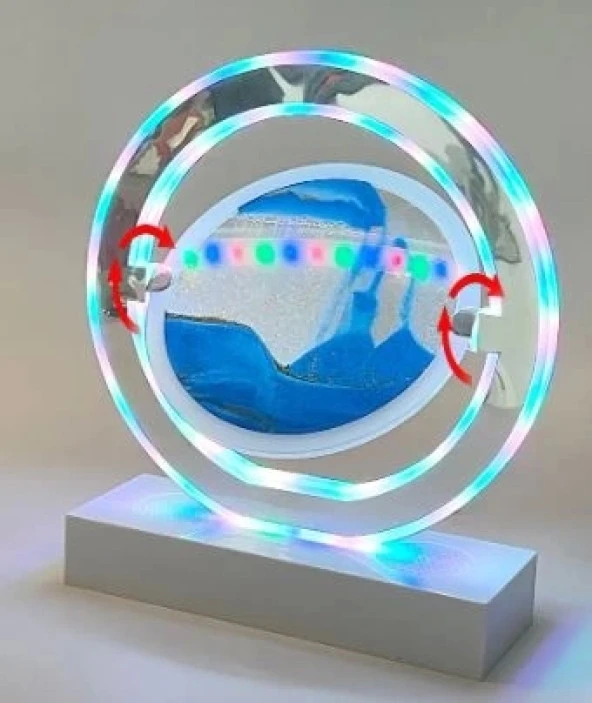 Büyük Boy 3d Led 360 Derece Dönen Bluetoothlu Sulu Kum Saati - 3