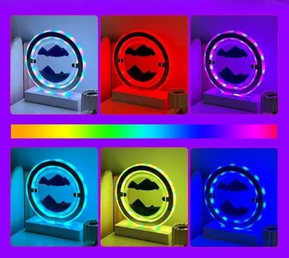 Büyük Boy 3d Led 360 Derece Dönen Bluetoothlu Sulu Kum Saati - 4