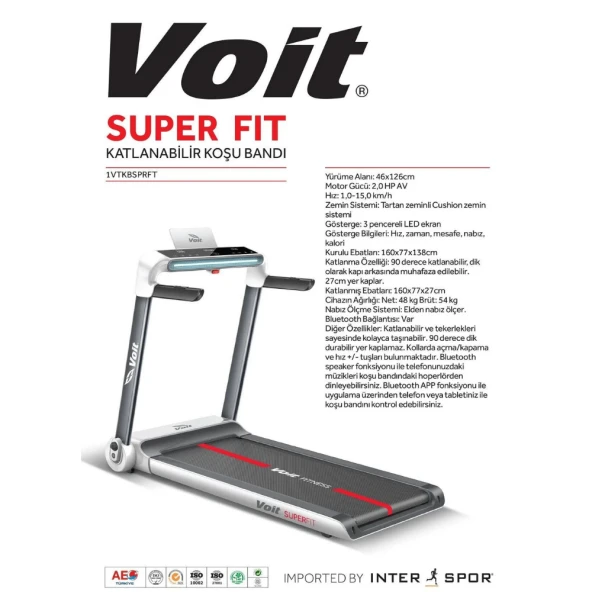 Voit Super Fit Katlanabilir Koşu Bandı (1VTKBSPRFT)