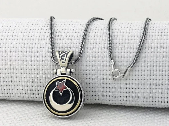 Ayyıldız Tasarımlı Ortası Dönen 925 Ayar Gümüş Kolye ürün görseli