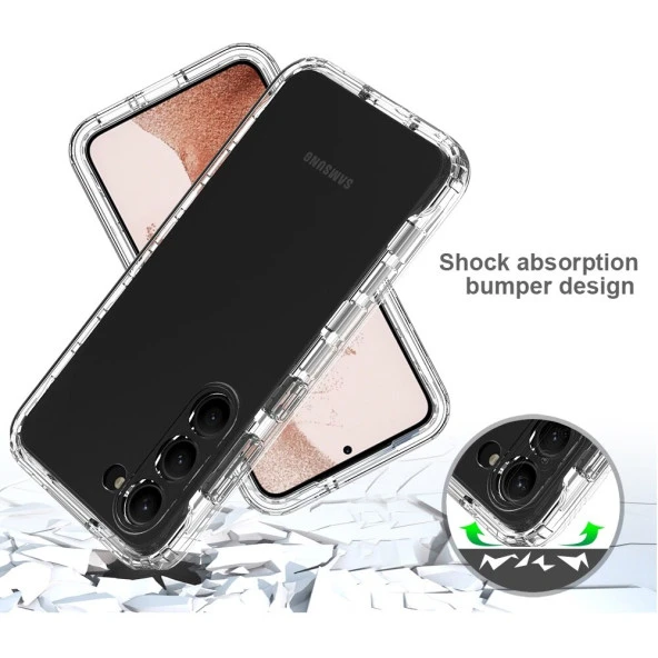 Samsung Galaxy S23 + 3ü 1 Arada Hibrit Pc + Tpu Telefon Koruyucu Kapak Degrade Anti-damla Kılıfı, Pet Ekran Koruyucu - 3