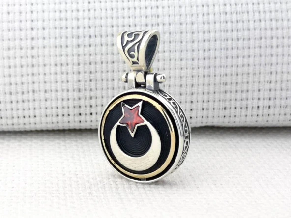 Ayyıldız Tasarımlı Ortası Dönen 925 Ayar Gümüş Kolye Ucu ürün görseli 1