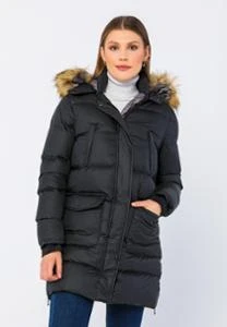 Cekmon Kadın Uzun Şişme Mont – Çıkarılabilir Kürk Kapüşonlu, Çok Cepli, Kışlık Rahat Model - Resim 3