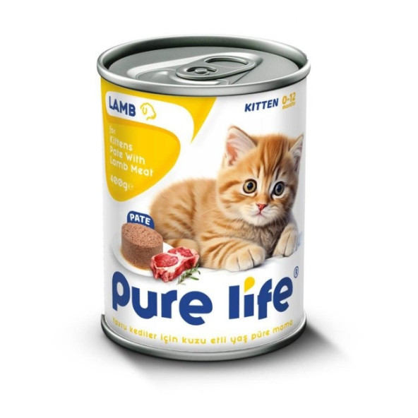 Pure Life Kuzu Etli Pate Yavru Kedi Maması 400gr x 6