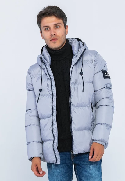 Erkek Regular Fit Astarlı Çok Cepli Kapuşonu Çıkan Rahat Mont - 9