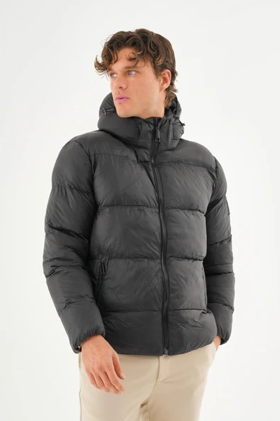 Erkek Regular Fit Astarlı Çok Cepli Kapuşonu Çıkan Rahat Mont - Resim 9