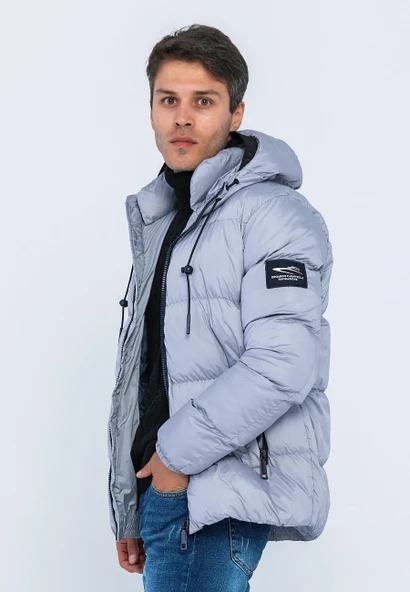 Erkek Regular Fit Astarlı Çok Cepli Kapuşonu Çıkan Rahat Mont - 10