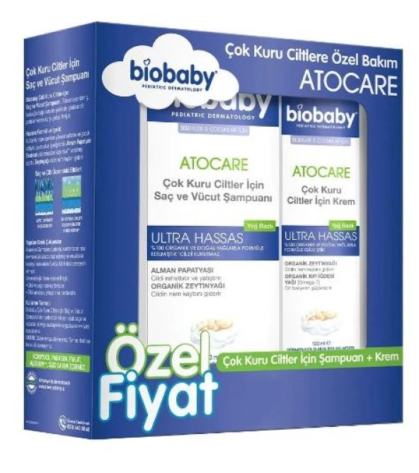 Biobaby Kuru ve Atopik Ciltler için Şampuan 300 ml + Krem 100 ml