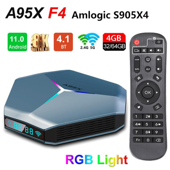 A95X / F4 Android 11 Amlogic S905X4  4GB / 32GB TV KUTUSU 2.5G + 5G WIFI Bluetooth 4.2 8K HDR