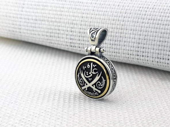 Ali Yazılı Zülfikar Kılıc Tasarımlı Ortası Dönen 925 Ayar Gümüş Kolye Ucu - Resim 2