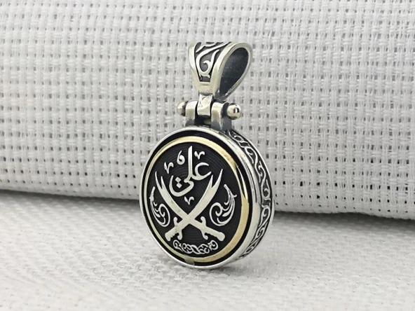 Ali Yazılı Zülfikar Kılıc Tasarımlı Ortası Dönen 925 Ayar Gümüş Kolye Ucu - Resim 4