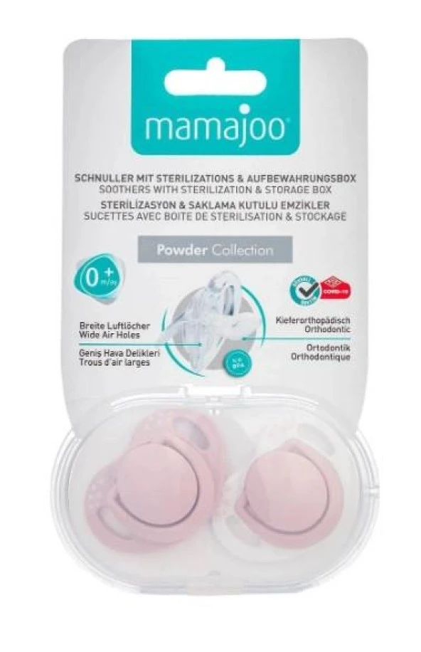Mamajoo Yalancı Emzik 0 Ay+ Powder Pink Ortodontik | Desenli ürün görseli