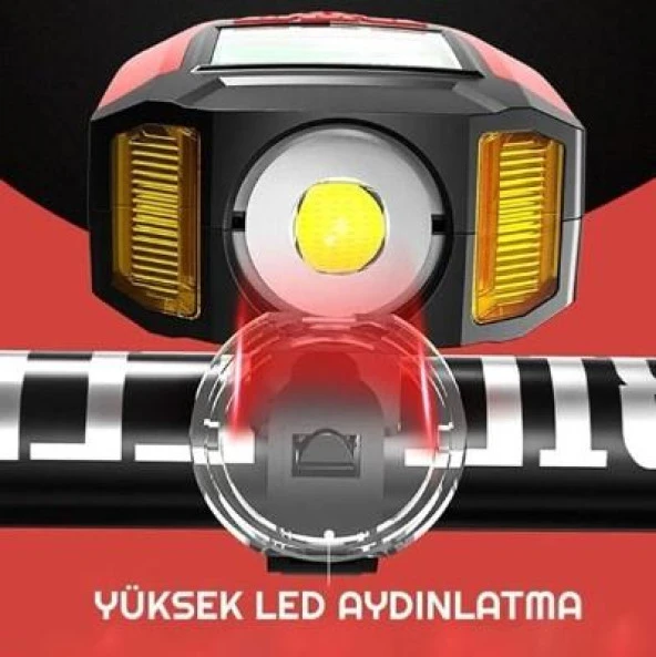 Forte Gt 3 In 1 Bisiklet El Feneri 5 Led Fonksiyonlu Km Sayaçlı Su Geçirmez Far Siyah - 4