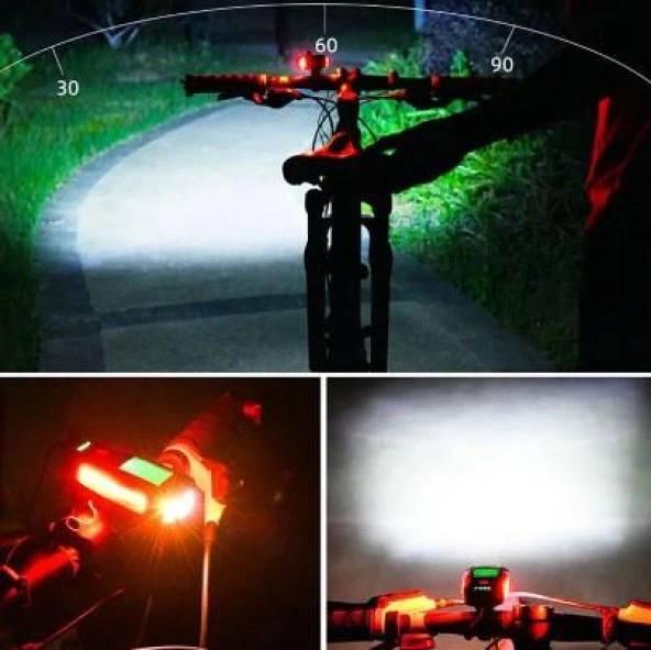 Forte Gt 3 In 1 Bisiklet El Feneri 5 Led Fonksiyonlu Km Sayaçlı Su Geçirmez Far Siyah - 6