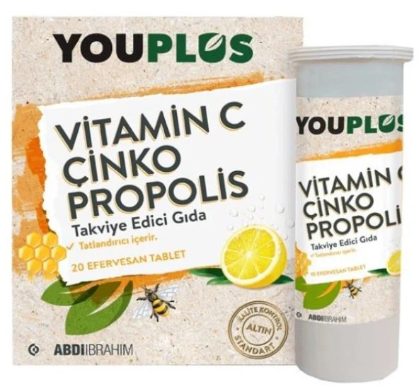 Youplus Vitamin C Çinko Propolis Effervesan 20 Tablet