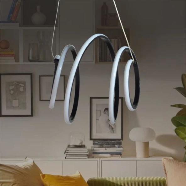 Erva Ledli Avize Spiral Siyah ürün görseli