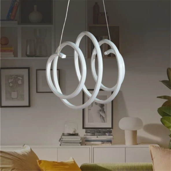 Erva Ledli Avize Spiral Beyaz ürün görseli