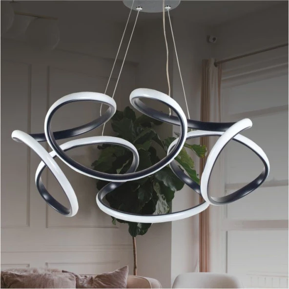 Erva Ledli Avize Büyük Helezon Siyah ürün görseli