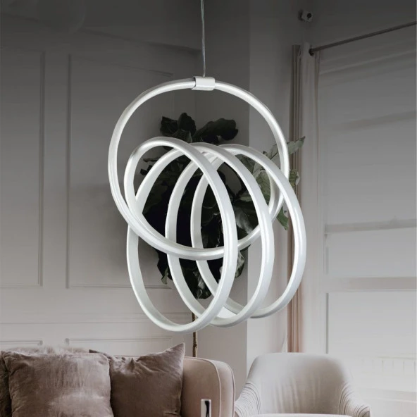 Erva Ledli Avize Labirent Desen Büyük Beyaz ürün görseli