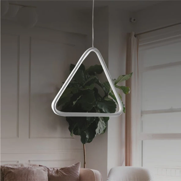 Erva Ledli Avize Üçgen Tekli Beyaz ürün görseli