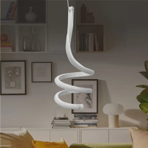 Erva Ledli Avize Spiral Tekli Beyaz ürün görseli