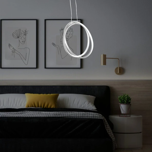 Erva Ledli Avize Gezegen Beyaz ürün görseli