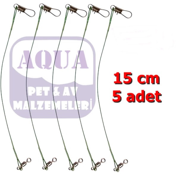 Aquaav Black Nikel Klipsli Fırdöndülü Çelik Tel 15 cm 5'li Paket