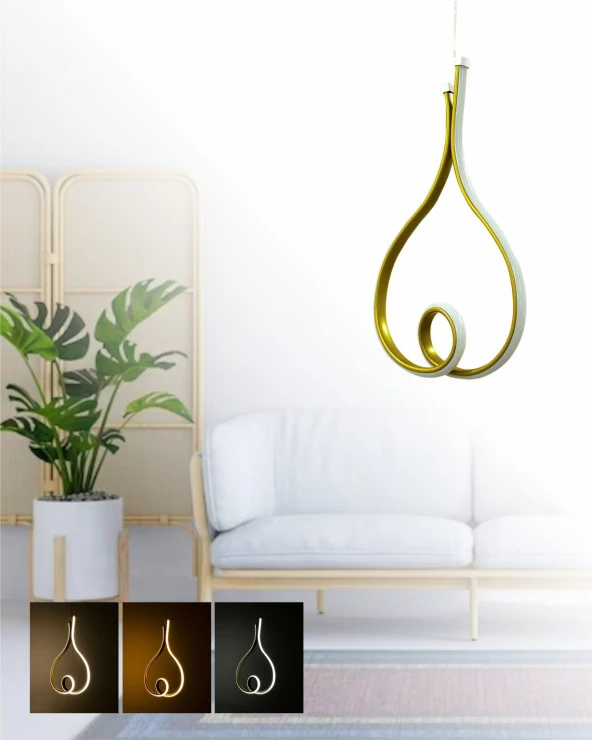 Erva Ledli Avize Kalpli Gold ürün görseli