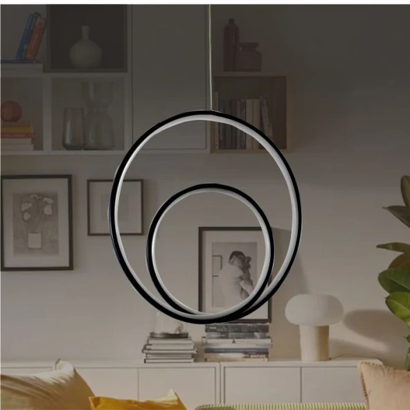 Erva Ledli Avize Çift Daire Antrasit ürün görseli