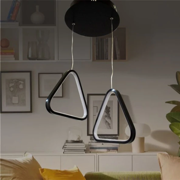 Erva Ledli Avize Üçgen İkili Antrasit ürün görseli