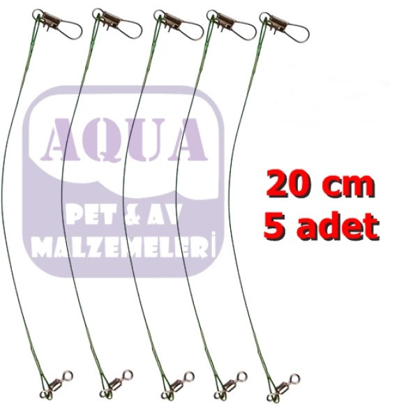 Aquaav Black Nikel Klipsli Fırdöndülü Çelik Tel 20 cm 5'li Paket