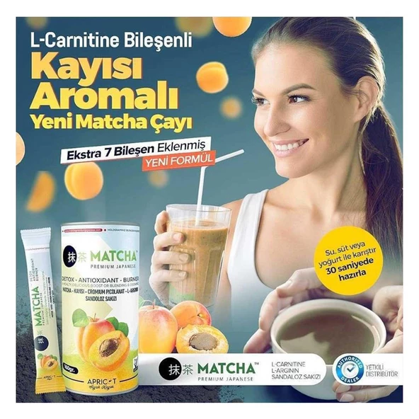 Matcha Premium Japanese L-Karnitin Siyah Kayısılı Matcha Çayı 20 x 8GR - 4