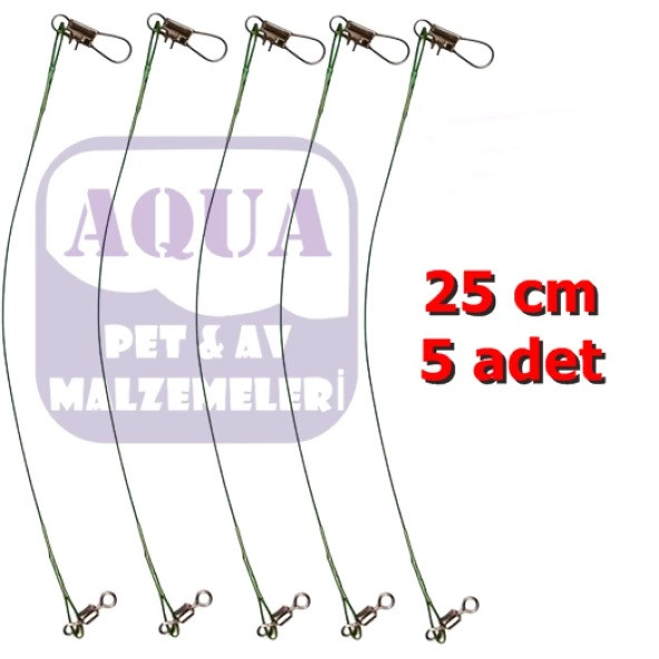 Aquaav Black Nikel Klipsli Fırdöndülü Çelik Tel 25 cm 5'li Paket