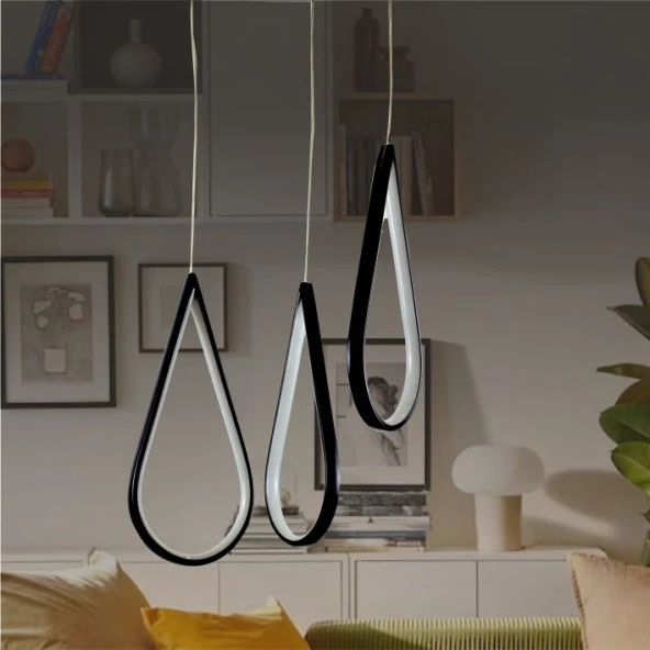 Erva Ledli Avize Damla Üçlü Gold ürün görseli