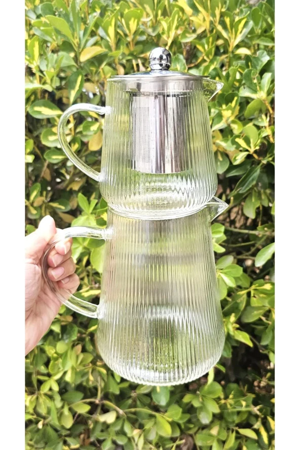 Isıya Dayanıklı Borosilikat Cam Yuvarlak Demlik Borosilikat Cam Çaydanlık - 2