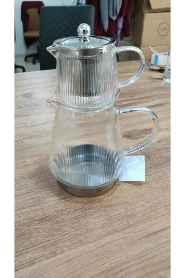 Isıya Dayanıklı Borosilikat Cam Yuvarlak Demlik Borosilikat Cam Çaydanlık - 3