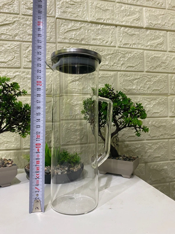 Paslanmaz Çelik Vakumlu Sızdırmaz Kapaklı Borosilikat Cam Sürahi 1 Lt - 4