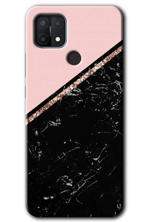 Oppo A15s Kılıf HD Desen Baskılı Arka Kapak - Yarım Mermer