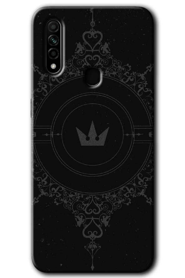 Oppo A31 Kılıf HD Desen Baskılı Arka Kapak - Siyah Mandala 1
