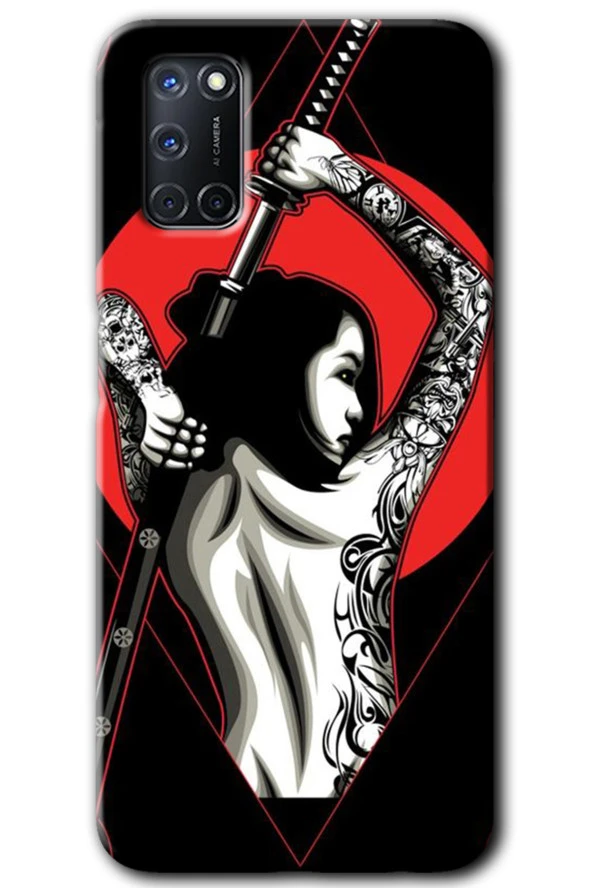 Oppo A52 Kılıf HD Desen Baskılı Arka Kapak - Samurai Girl