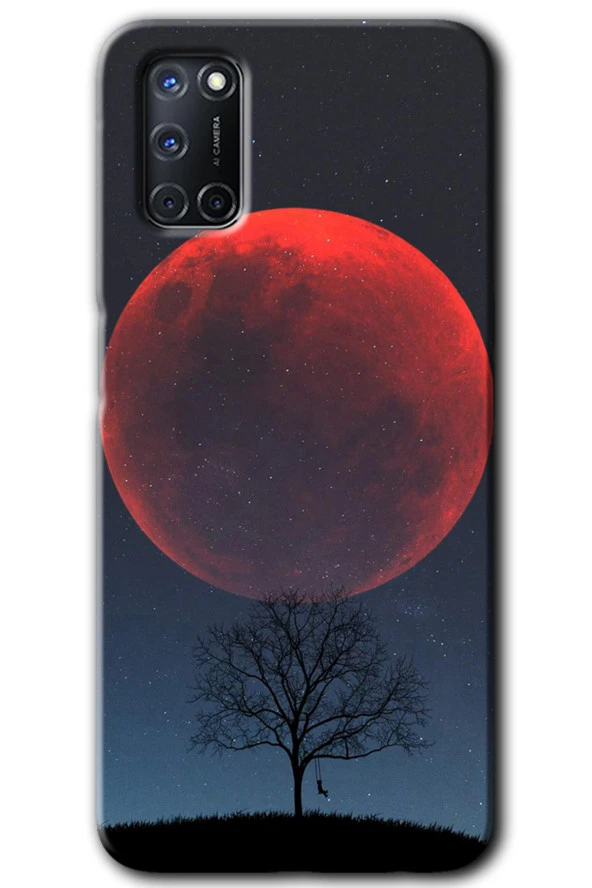 Oppo A52 Kılıf HD Desen Baskılı Arka Kapak - Kanlı Ay