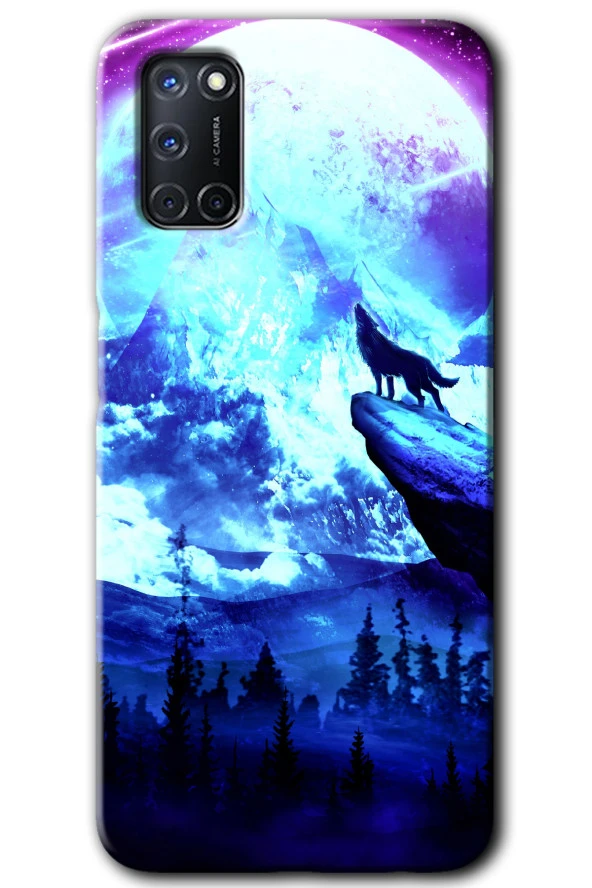 Oppo A52 Kılıf HD Desen Baskılı Arka Kapak - Mega Kurt