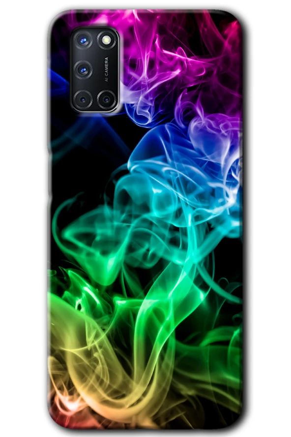 Oppo A52 Kılıf HD Desen Baskılı Arka Kapak - Smoke Colorful