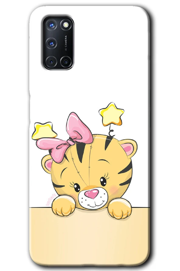 Oppo A52 Kılıf HD Desen Baskılı Arka Kapak - Sevimli Kedi