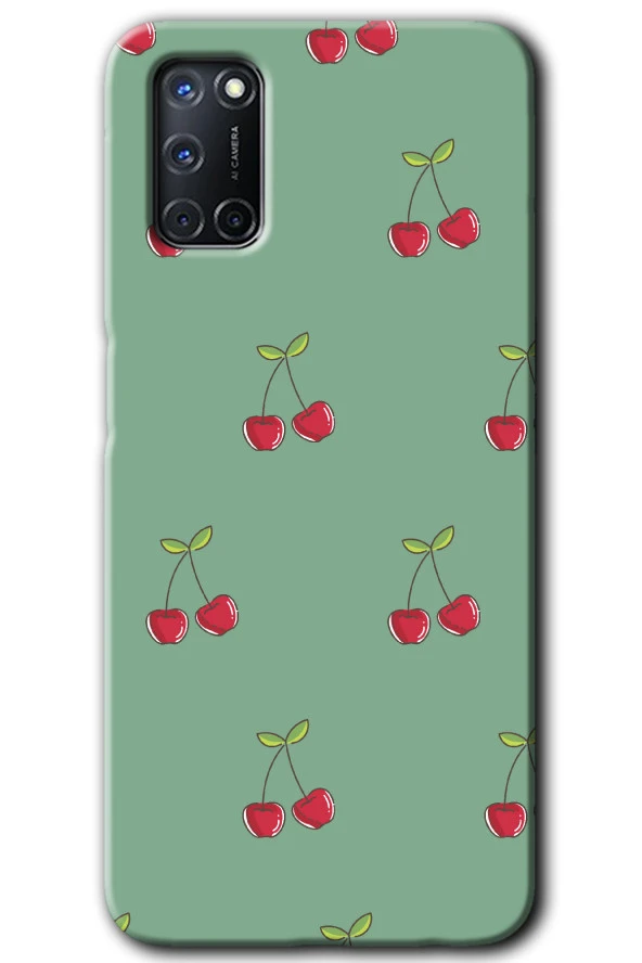 Oppo A52 Kılıf HD Desen Baskılı Arka Kapak - Kiraz Berry