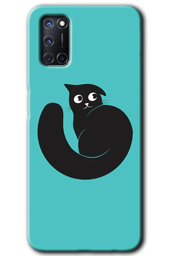 Oppo A52 Kılıf HD Desen Baskılı Arka Kapak - Cat Vector