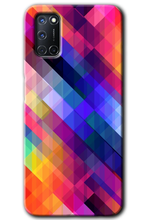 Oppo A52 Kılıf HD Desen Baskılı Arka Kapak - Multi Oblique
