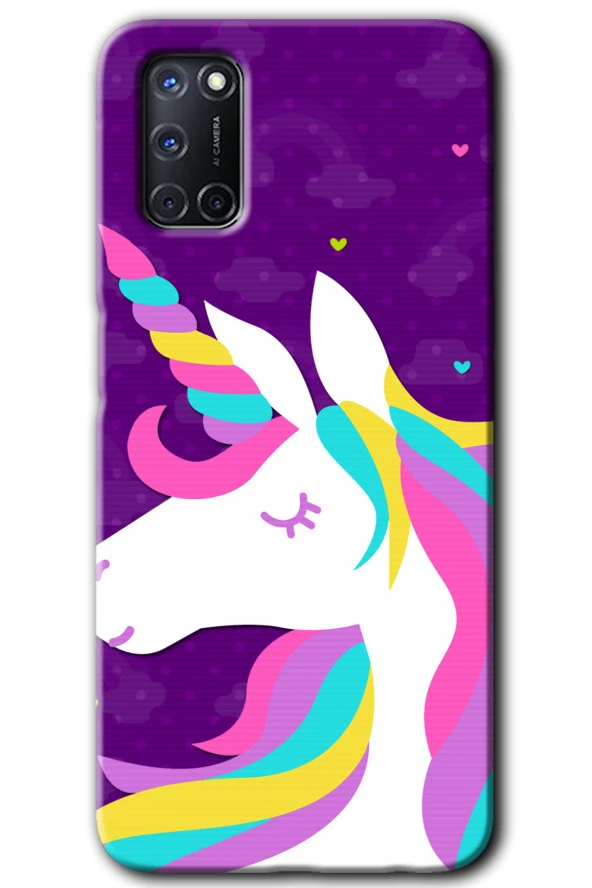 Oppo A52 Kılıf HD Desen Baskılı Arka Kapak - Unicorn Sleep