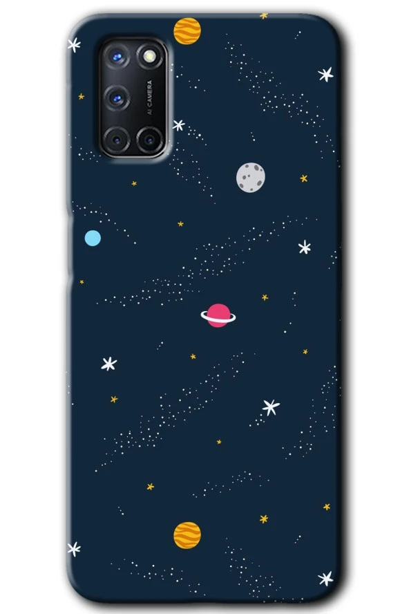 Oppo A52 Kılıf HD Desen Baskılı Arka Kapak - Çizim Gezegen